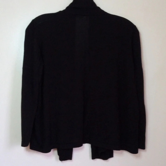 Cyrus black cropped drape cardigan with 3/4 length sleeves women's size large - Picture 4 of 5